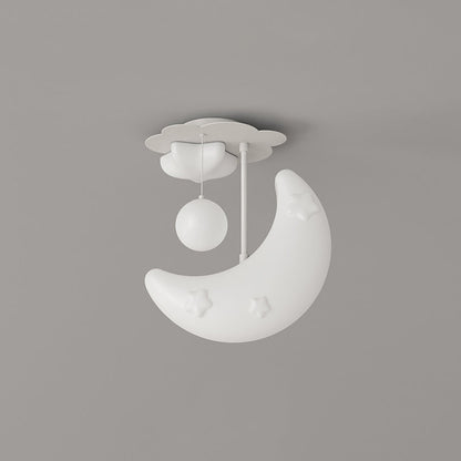 Contemporary Nordic Orbs Stars Moon Iron PE LED Chandeliers For Bedroom