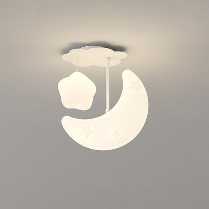 Contemporary Nordic Orbs Stars Moon Iron PE LED Chandeliers For Bedroom