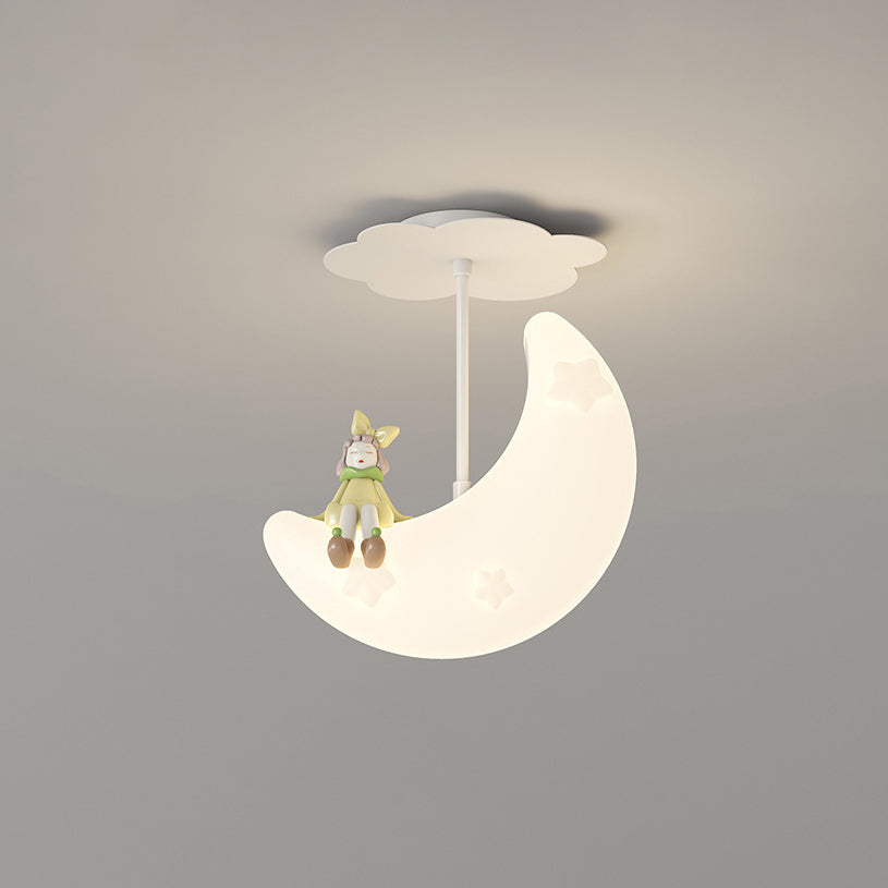 Contemporary Nordic Orbs Stars Moon Iron PE LED Chandeliers For Bedroom