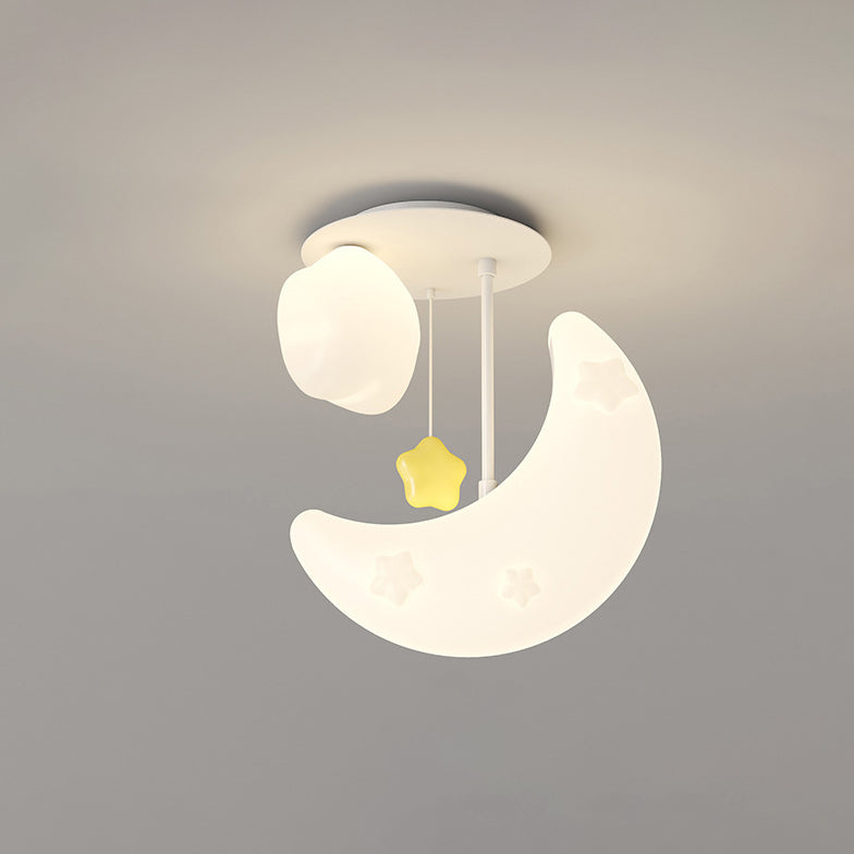 Contemporary Nordic Orbs Stars Moon Iron PE LED Chandeliers For Bedroom