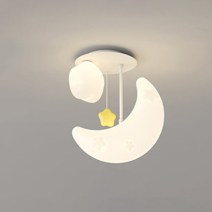Contemporary Nordic Orbs Stars Moon Iron PE LED Chandeliers For Bedroom