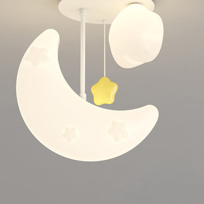 Contemporary Nordic Orbs Stars Moon Iron PE LED Chandeliers For Bedroom