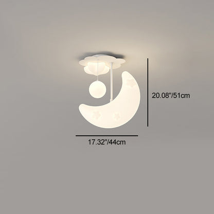 Contemporary Nordic Orbs Stars Moon Iron PE LED Chandeliers For Bedroom