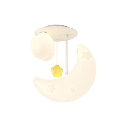 Contemporary Nordic Orbs Stars Moon Iron PE LED Chandeliers For Bedroom