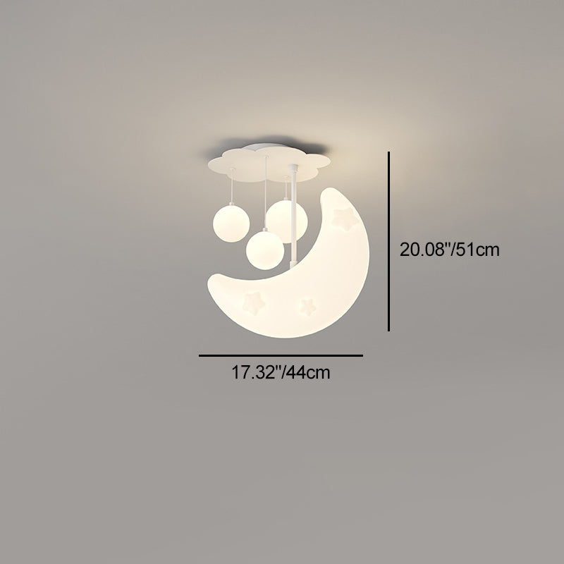 Contemporary Nordic Orbs Stars Moon Iron PE LED Chandeliers For Bedroom
