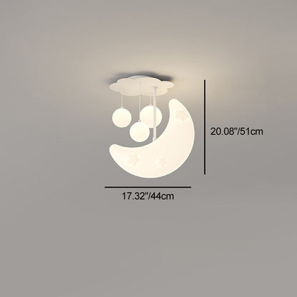 Contemporary Nordic Orbs Stars Moon Iron PE LED Chandeliers For Bedroom
