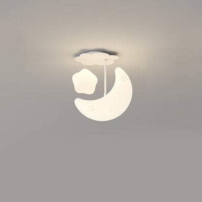 Contemporary Nordic Orbs Stars Moon Iron PE LED Chandeliers For Bedroom