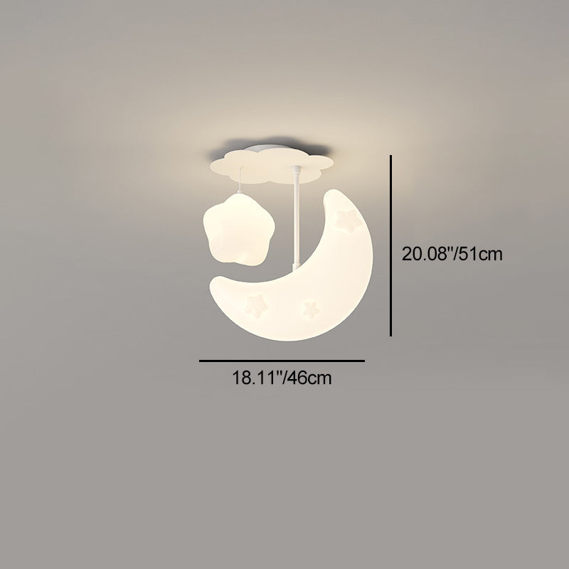 Contemporary Nordic Orbs Stars Moon Iron PE LED Chandeliers For Bedroom