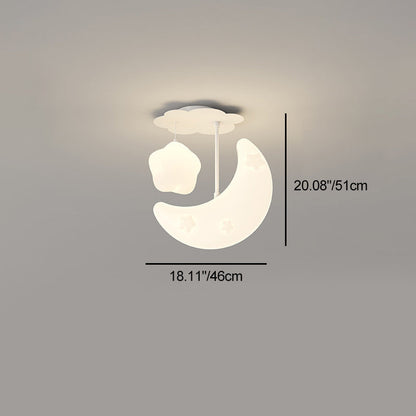 Contemporary Nordic Orbs Stars Moon Iron PE LED Chandeliers For Bedroom