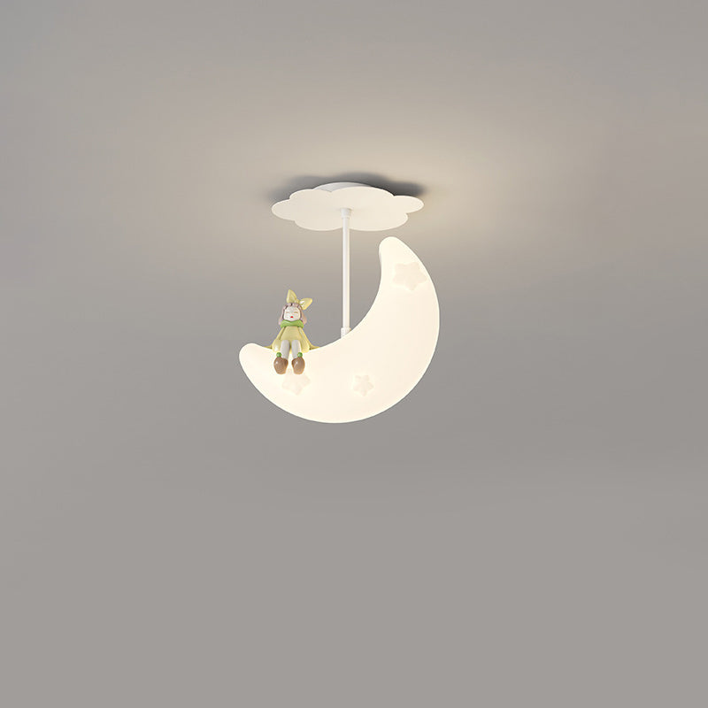Contemporary Nordic Orbs Stars Moon Iron PE LED Chandeliers For Bedroom