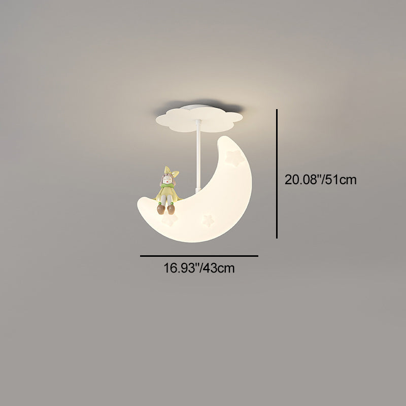 Contemporary Nordic Orbs Stars Moon Iron PE LED Chandeliers For Bedroom