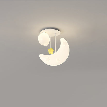 Contemporary Nordic Orbs Stars Moon Iron PE LED Chandeliers For Bedroom