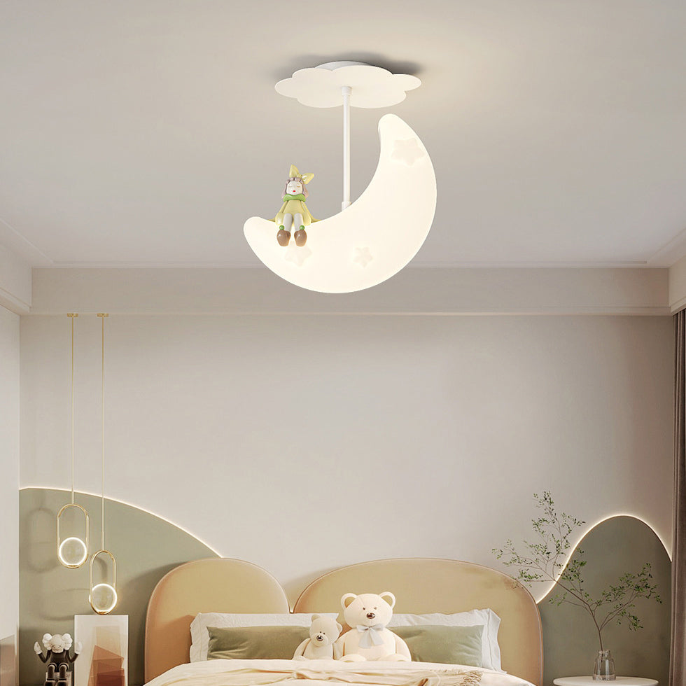 Contemporary Nordic Orbs Stars Moon Iron PE LED Chandeliers For Bedroom