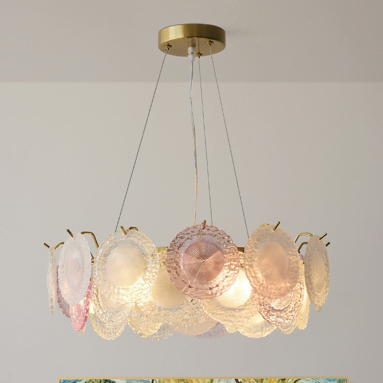 Traditional French Dome Round Pearl Iron Glass 6/8/10 - Light Chandelier For Living Room