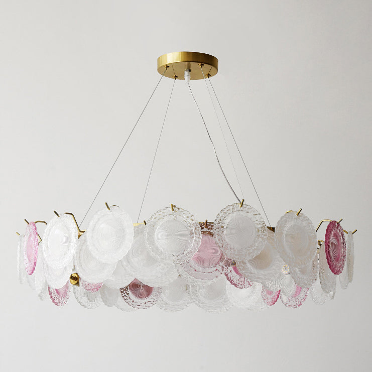 Traditional French Dome Round Pearl Iron Glass 6/8/10 - Light Chandelier For Living Room
