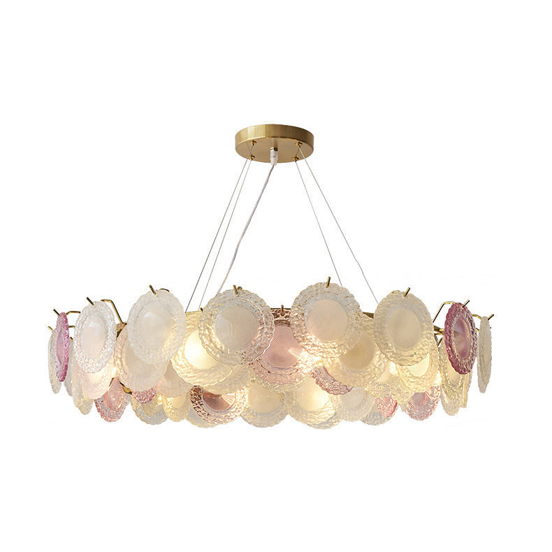 Traditional French Dome Round Pearl Iron Glass 6/8/10 - Light Chandelier For Living Room