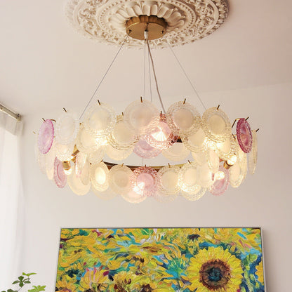 Traditional French Dome Round Pearl Iron Glass 6/8/10 - Light Chandelier For Living Room