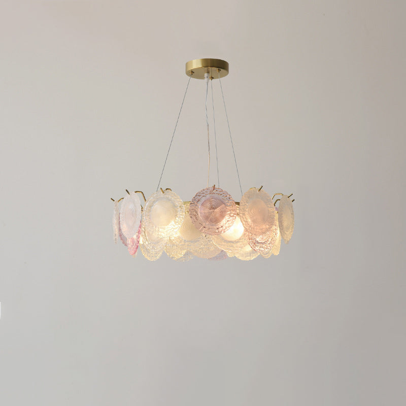 Traditional French Dome Round Pearl Iron Glass 6/8/10 - Light Chandelier For Living Room