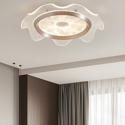 Contemporary Scandinavian Corrugated Edge Round Aluminum Acrylic LED Flush Mount Ceiling Light For Bedroom
