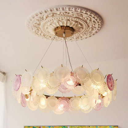 Traditional French Dome Round Pearl Iron Glass 6/8/10 - Light Chandelier For Living Room