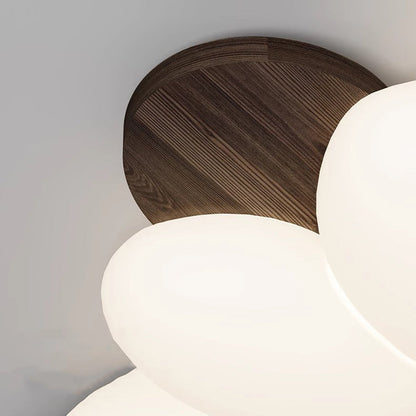Contemporary Nordic Flowers Solid Wood PE LED Flush Mount Ceiling Light For Bedroom
