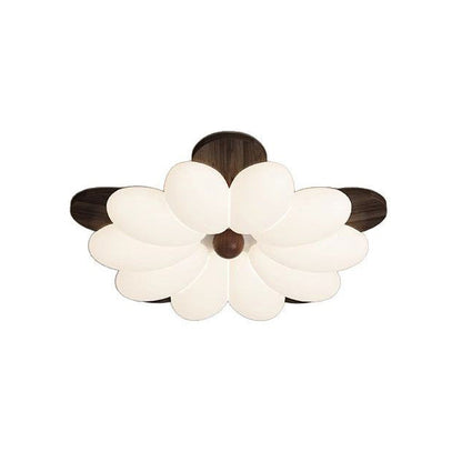 Contemporary Nordic Flowers Solid Wood PE LED Flush Mount Ceiling Light For Bedroom