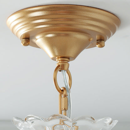 Traditional French Dome Water Drop Iron Crystal Glass 1 - Light Pendant Light For Hallways