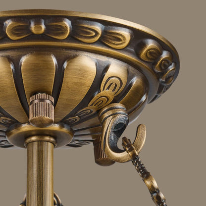 Traditional European Dome Semicircular Shell Brass Marble 3/4/5/7 - Light Chandelier For Living Room