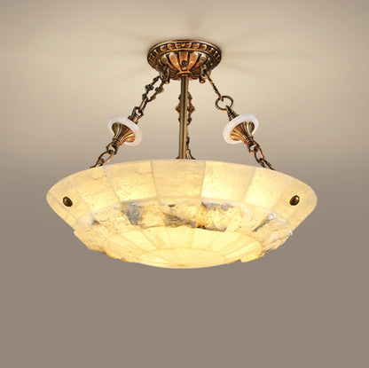 Traditional European Dome Semicircular Shell Brass Marble 3/4/5/7 - Light Chandelier For Living Room