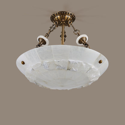 Traditional European Dome Semicircular Shell Brass Marble 3/4/5/7 - Light Chandelier For Living Room