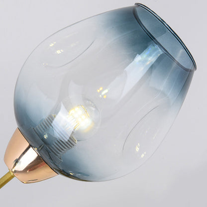 Contemporary Nordic Dome Gradient Iron Glass Lampshade 4/6 - Light Semi-Flush Mount Ceiling Light For Living Room