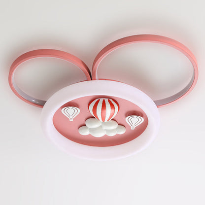 Contemporary Creative Round Circle Mickey Iron Acrylic LED Flush Mount Ceiling Light For Bedroom