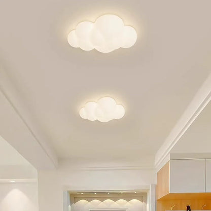 Contemporary Creative Cloud Pentagram Leaf Hardware PE LED Flush Mount Ceiling Light For Bedroom