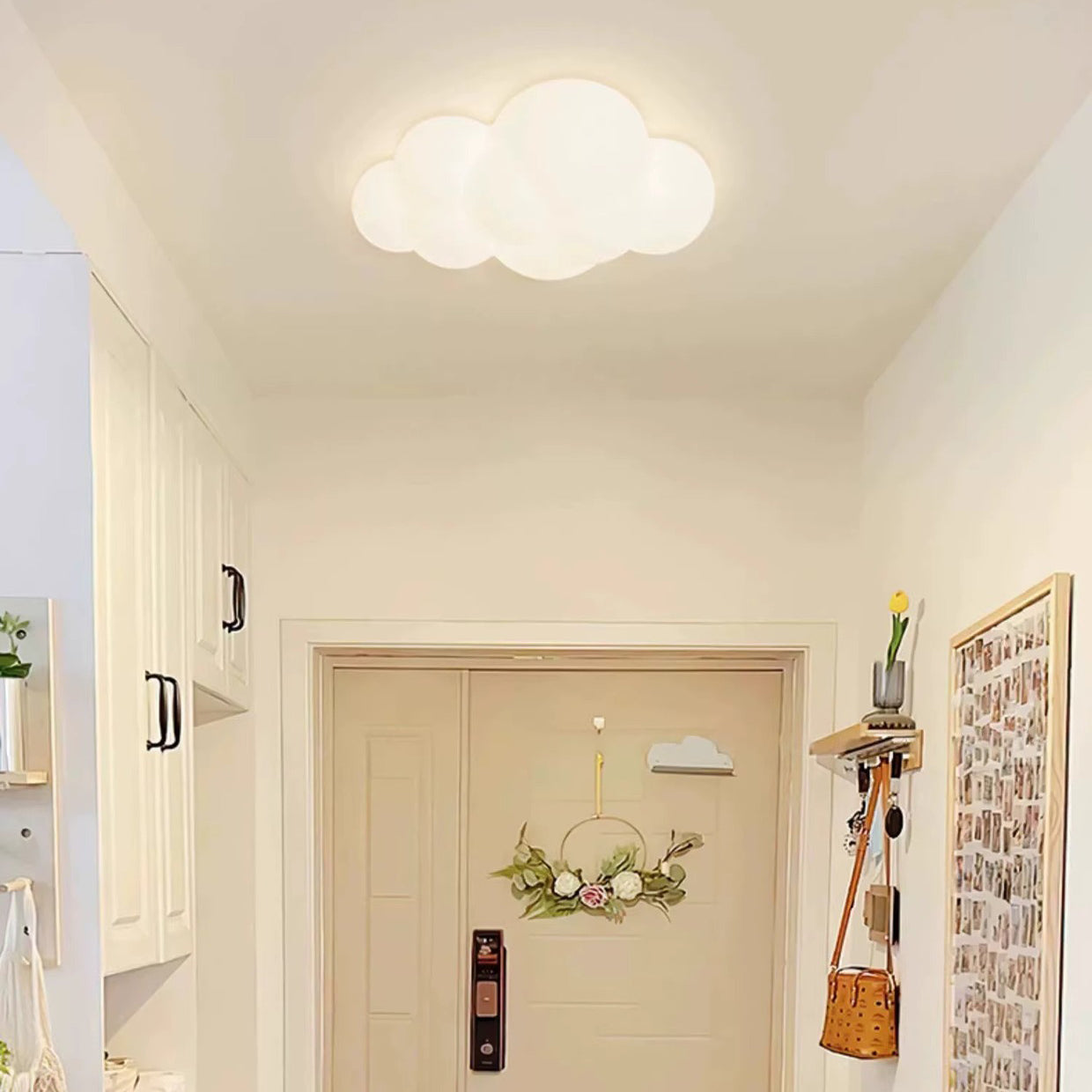 Contemporary Creative Cloud Pentagram Leaf Hardware PE LED Flush Mount Ceiling Light For Bedroom