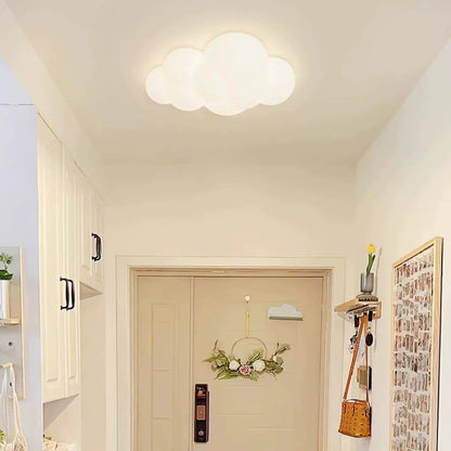 Contemporary Creative Cloud Pentagram Leaf Hardware PE LED Flush Mount Ceiling Light For Bedroom