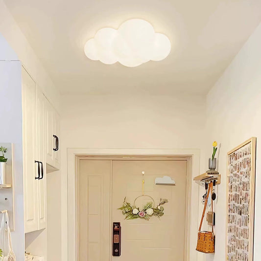 Contemporary Creative Cloud Pentagram Leaf Hardware PE LED Flush Mount Ceiling Light For Bedroom