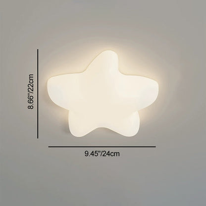 Contemporary Creative Cloud Pentagram Leaf Hardware PE LED Flush Mount Ceiling Light For Bedroom