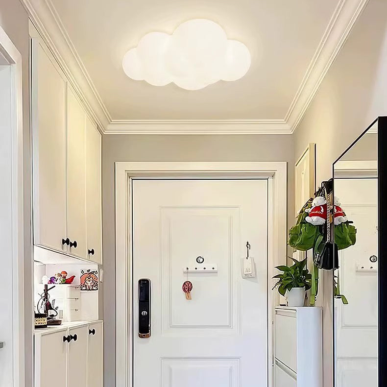 Contemporary Creative Cloud Pentagram Leaf Hardware PE LED Flush Mount Ceiling Light For Bedroom