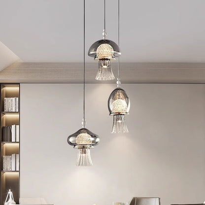 Contemporary Nordic Dome Jellyfish Liftable Acrylic Glass Lampshade LED Pendant Light For Dining Room