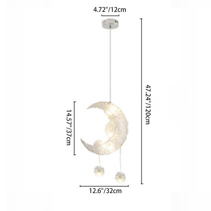 Contemporary Creative Dome Moon Aluminum Wire Hardware 6 - Light Pendant Light For Bedroom