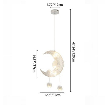Contemporary Creative Dome Moon Aluminum Wire Hardware 6 - Light Pendant Light For Bedroom