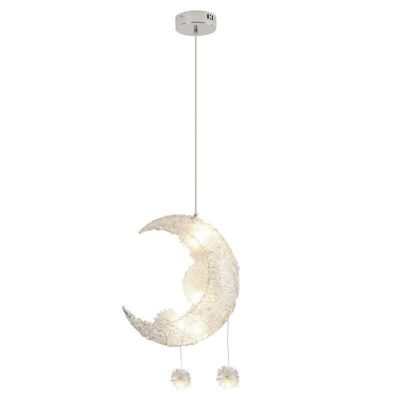 Contemporary Creative Dome Moon Aluminum Wire Hardware 6 - Light Pendant Light For Bedroom