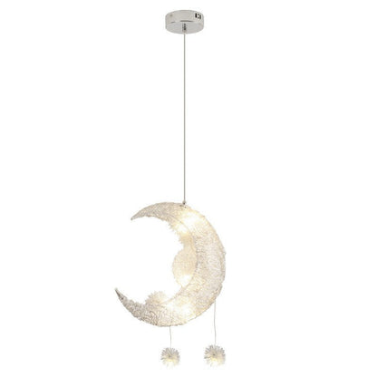 Contemporary Creative Dome Moon Aluminum Wire Hardware 6 - Light Pendant Light For Bedroom
