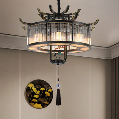 Traditional Chinese Dome Deer Round Rectangle Crystal Iron 4/6/8/10 - Light Chandelier For Dining Room