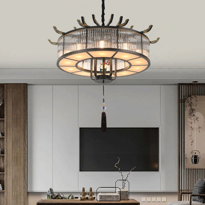 Traditional Chinese Dome Deer Round Rectangle Crystal Iron 4/6/8/10 - Light Chandelier For Dining Room