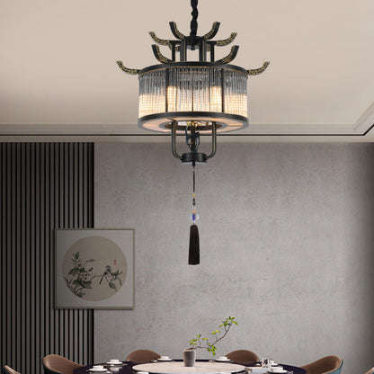 Traditional Chinese Dome Deer Round Rectangle Crystal Iron 4/6/8/10 - Light Chandelier For Dining Room