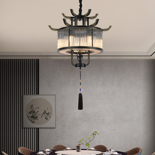 Traditional Chinese Dome Deer Round Rectangle Crystal Iron 4/6/8/10 - Light Chandelier For Dining Room
