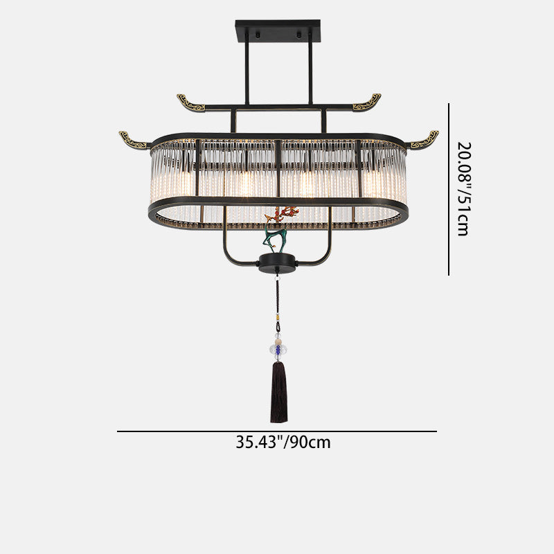 Traditional Chinese Dome Deer Round Rectangle Crystal Iron 4/6/8/10 - Light Chandelier For Dining Room