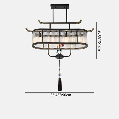 Traditional Chinese Dome Deer Round Rectangle Crystal Iron 4/6/8/10 - Light Chandelier For Dining Room