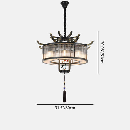Traditional Chinese Dome Deer Round Rectangle Crystal Iron 4/6/8/10 - Light Chandelier For Dining Room